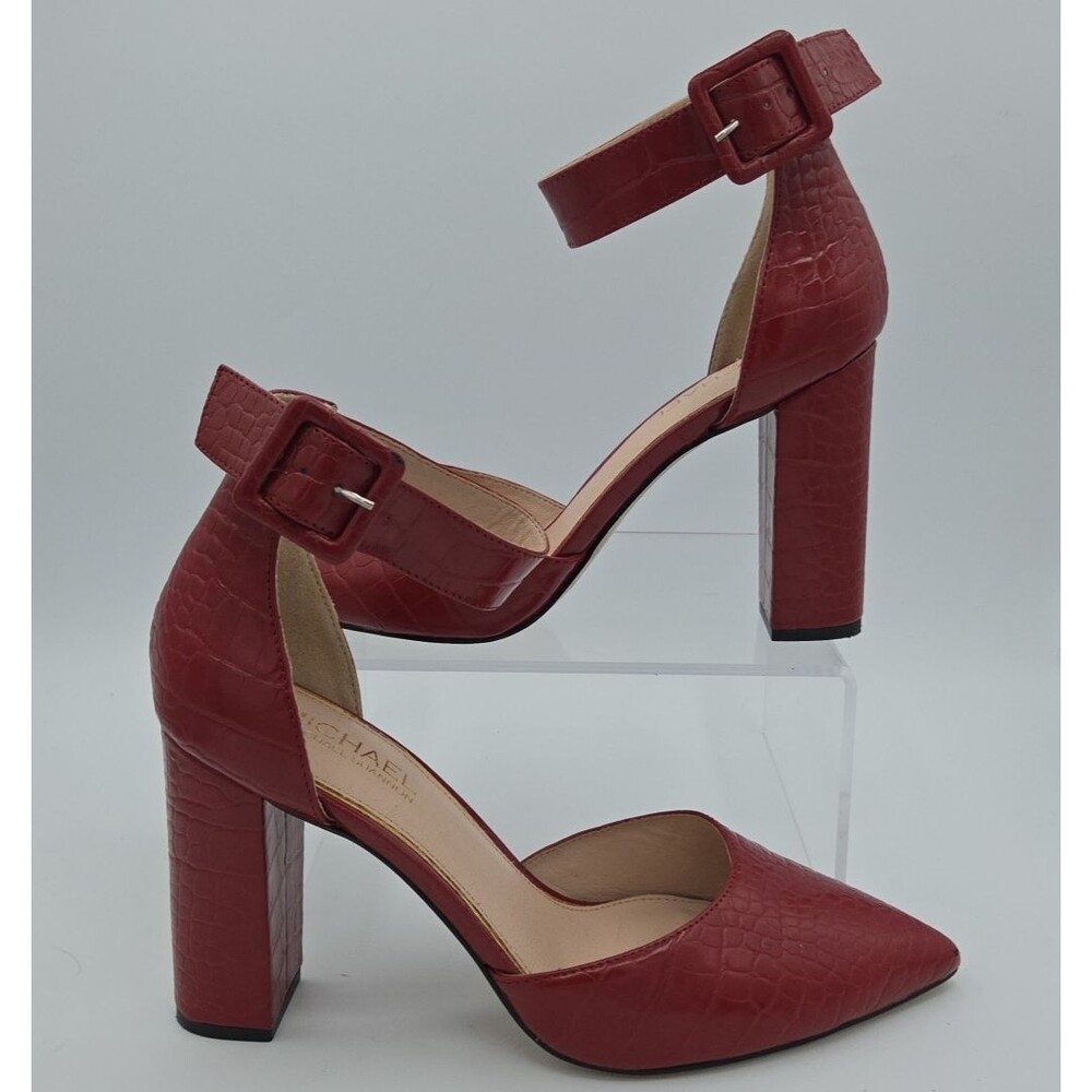Michael By Michael Shannon Romina Women's Shoes Red ,Ankle Strap, Croc, Size 11